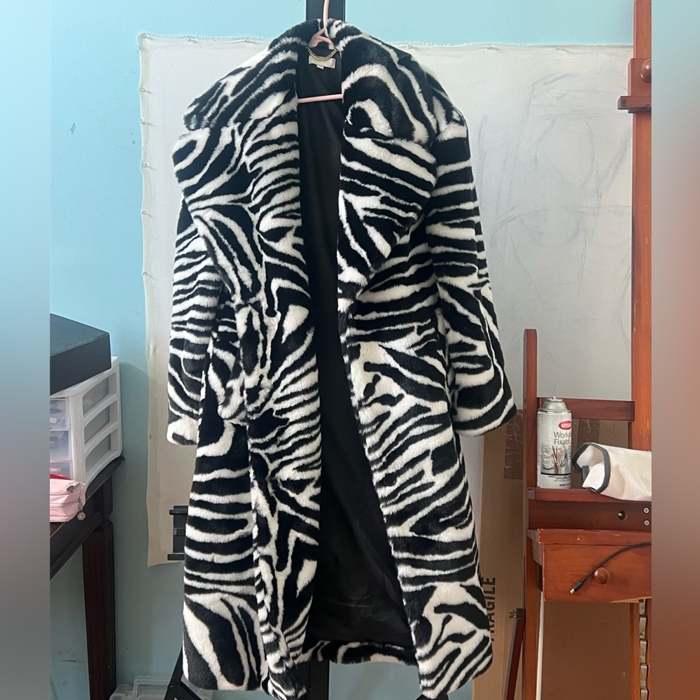 Ronny Kobo Zebra Print Coat